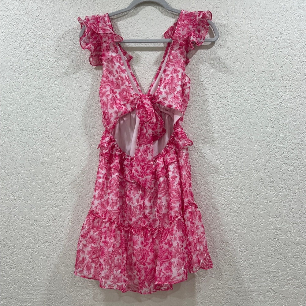 AQUA FLORAL RUFFLE TRIM MINI DRESS
Size XSmall - Picture 6 of 13
